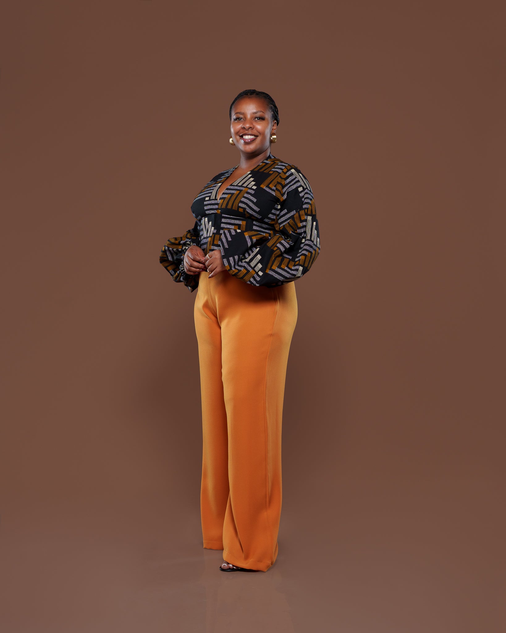 Fluid Semi-Fitted Pants in Mustard